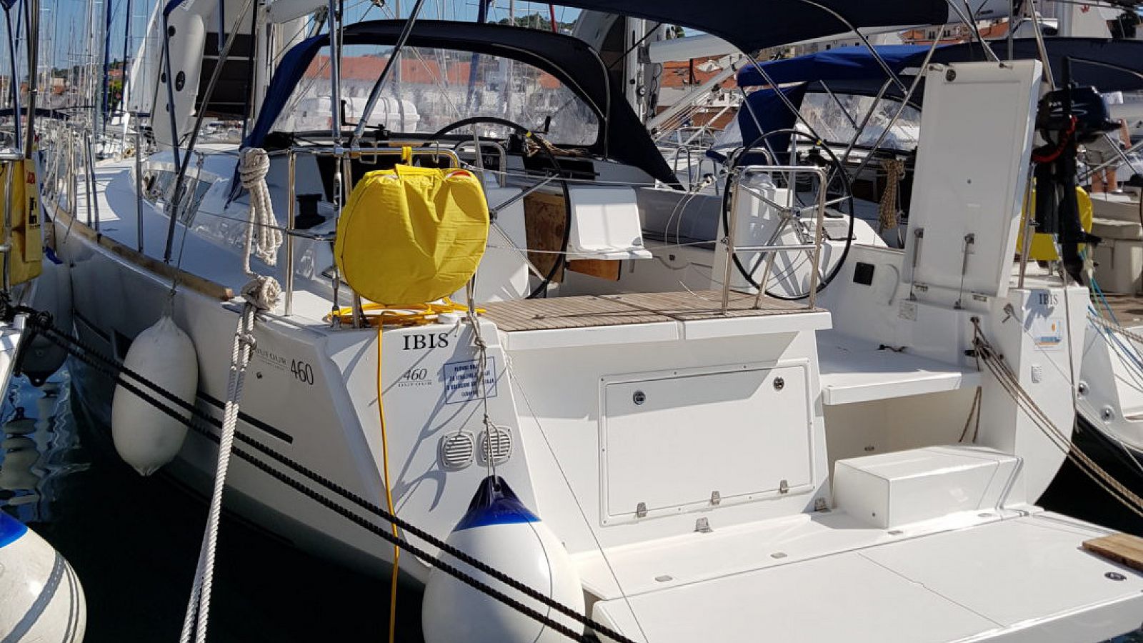 Dufour 460 Grand Large cockpit with twin steering wheels