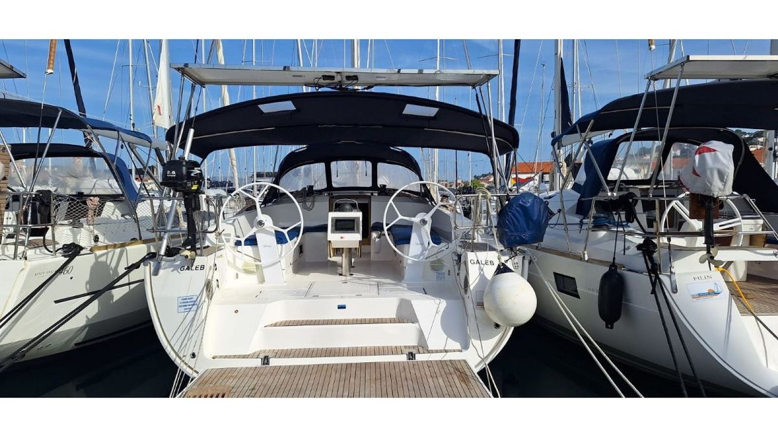 Bavaria Cruiser 46 review - exterior view of sailing yacht in marina