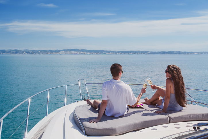 Couple enjoying a yacht charter in the Mediterranean